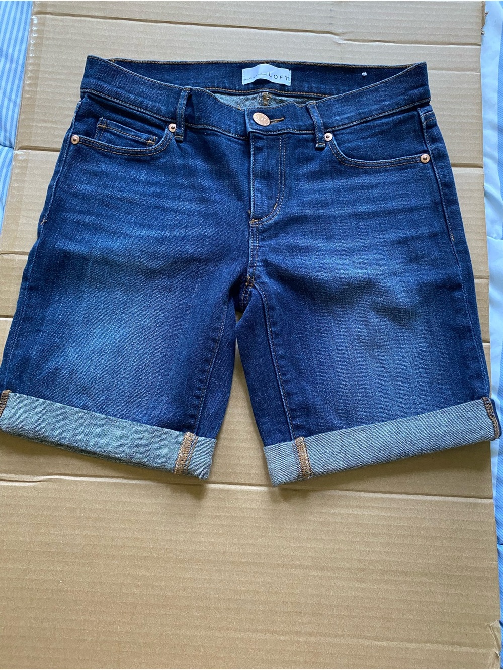 LOFT Dark Blue Denim Jeans with Copper Button
